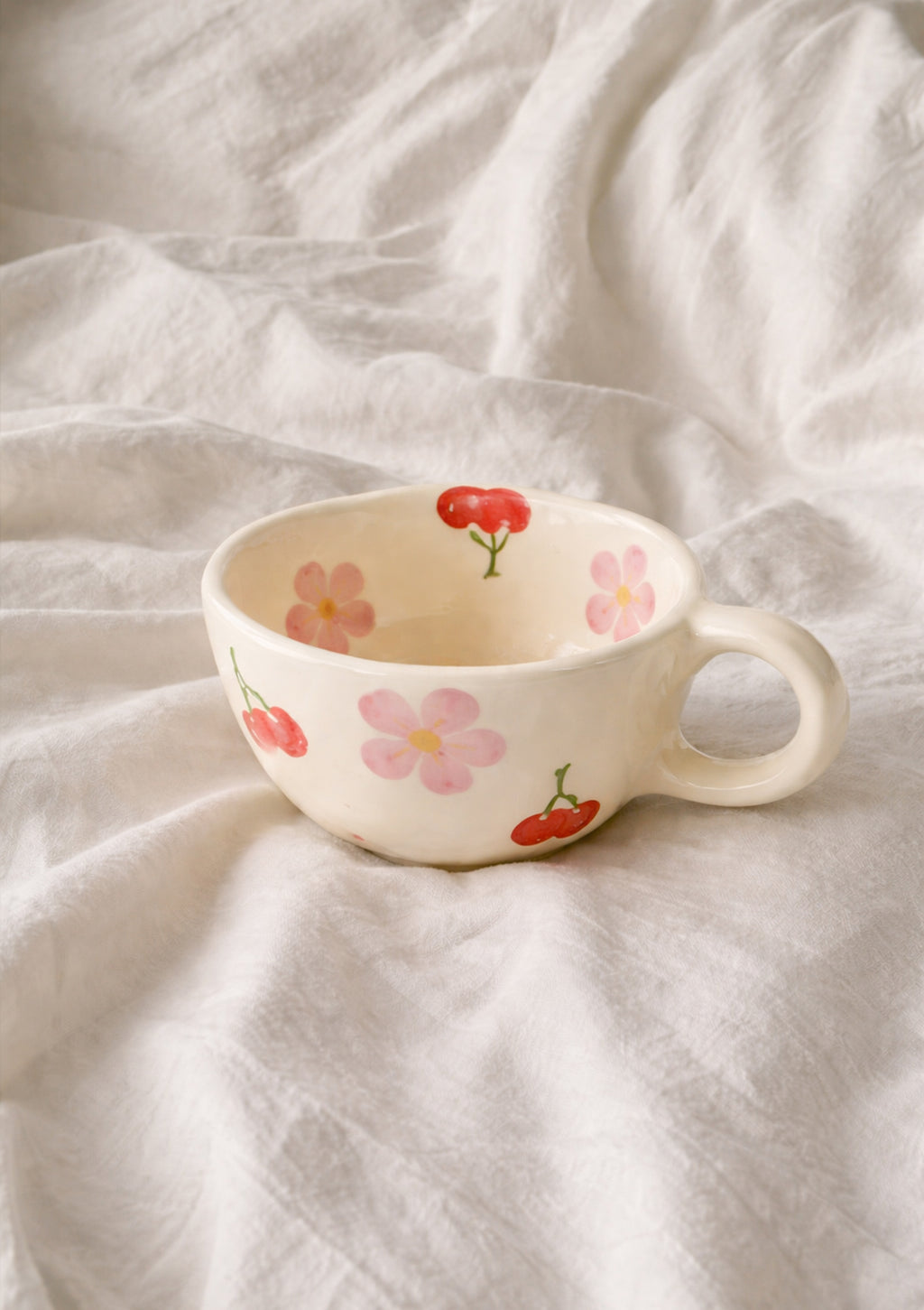 Floral Cherry Ceramic Cup