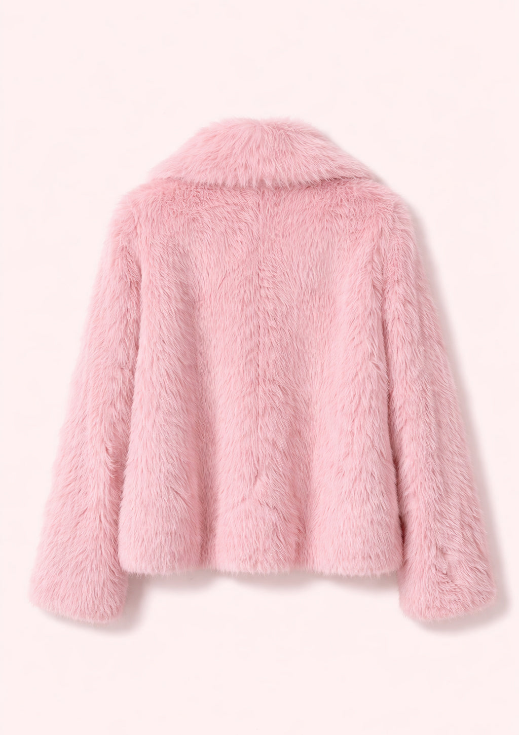 Pink fluffy jacket on a white background